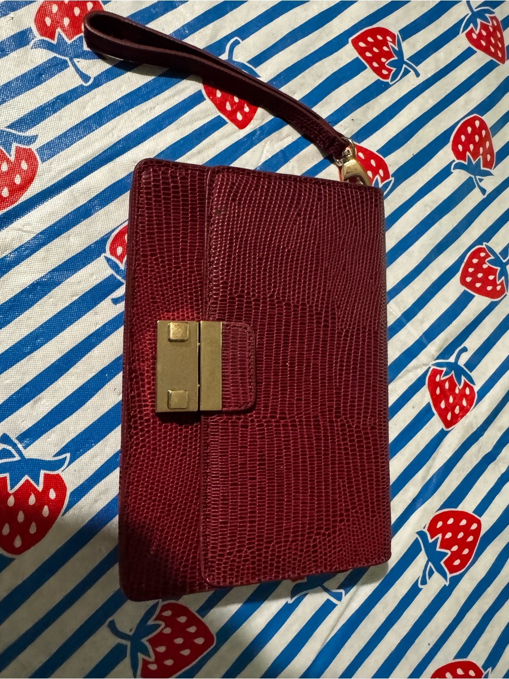 Women's Burgundy Wristlet Clutch Bag